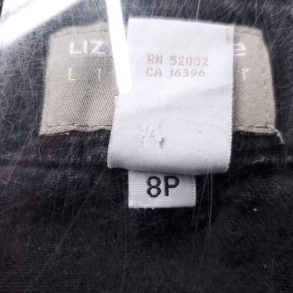 VTG 80s Lizwear Petite Denim Mini Skirt 8P Black Embroidered Daggers Punk Skater - Picture 8 of 8